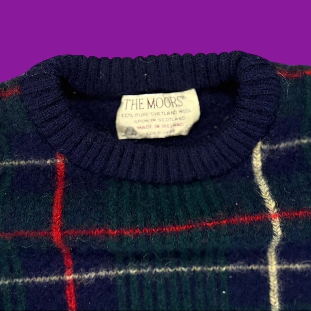 90s The Moors Shetland Wool Plaid Sweater - Picture 4 of 5